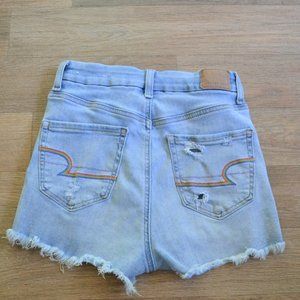 American Eagle Curvy Hi-rise Light Wash Rainbow Pride Shorts Size 00